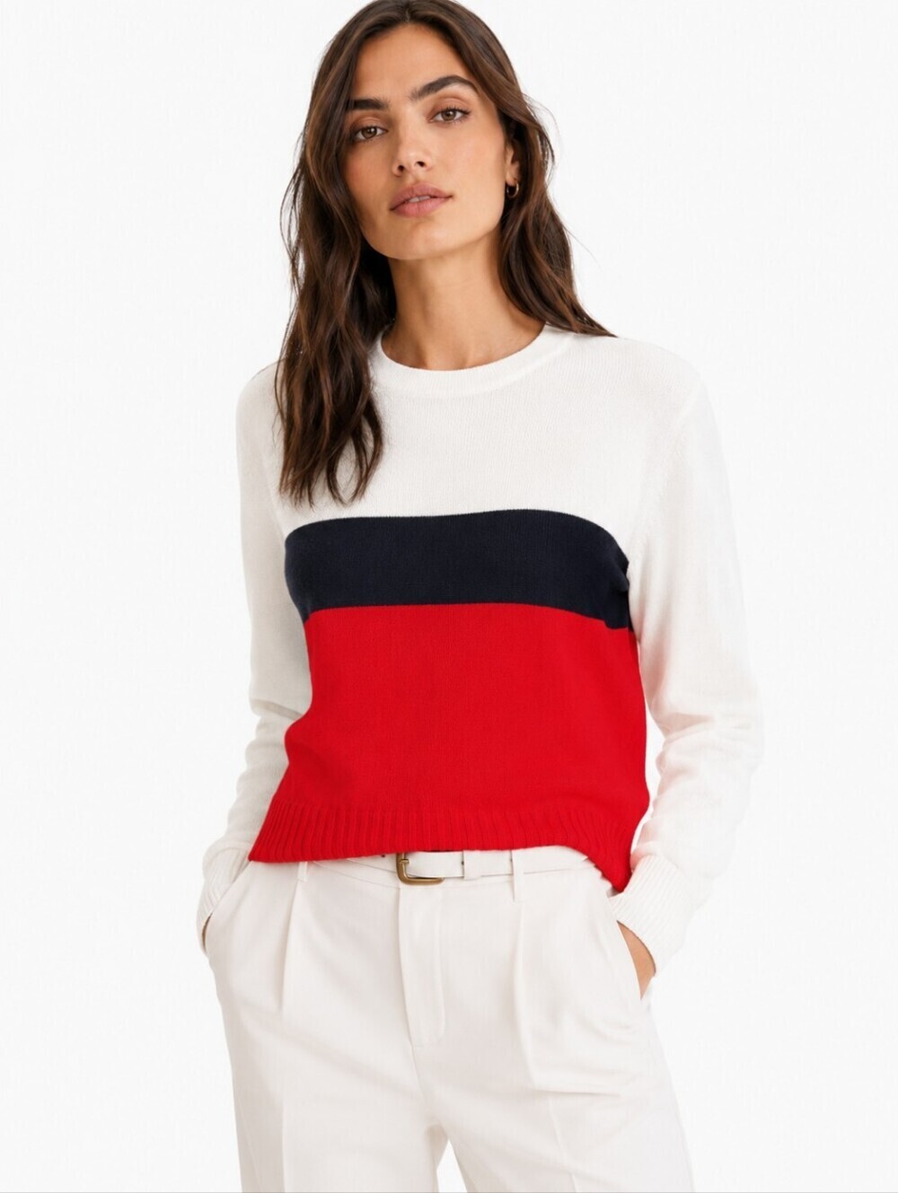 Brandy Melville red white and blue colorblock sweater
